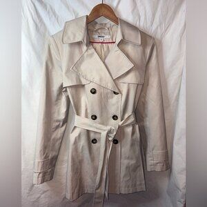 NWOT DKNY Cream Double-Breasted Women's Trench Coat W/ Detachable Hood Size PLPL